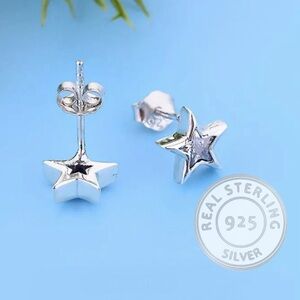 2/$30 Genuine 925 Sterling Silver Star Zircon Stud Earrings